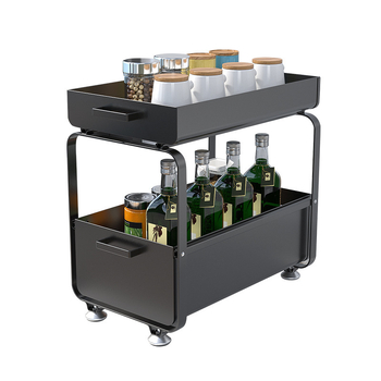 Raft de depozitare sub chiuvetă, glisant, din oțel-carbon, cu două niveluri, mobil