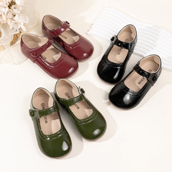 Dječje cipele od umjetne kože za djevojčice, s Velcro zatvaračem, gumom na potplatu, prozračne i protiv klizanja