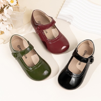 Dječje cipele od umjetne kože za djevojčice, s Velcro zatvaračem, gumom na potplatu, prozračne i protiv klizanja