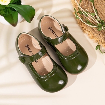 Dječje cipele od umjetne kože za djevojčice, s Velcro zatvaračem, gumom na potplatu, prozračne i protiv klizanja