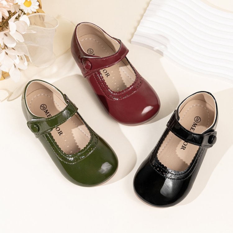 Dječje cipele od umjetne kože za djevojčice, s Velcro zatvaračem, gumom na potplatu, prozračne i protiv klizanja