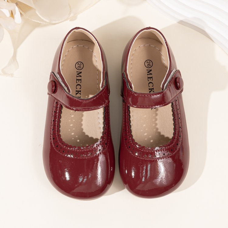 Dječje cipele od umjetne kože za djevojčice, s Velcro zatvaračem, gumom na potplatu, prozračne i protiv klizanja