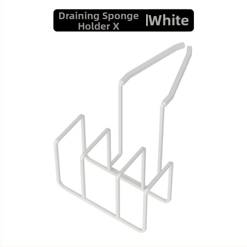 Organizér kuchynskej drezy s držiakom na špongiu a handru na riad, multifunkčný odkvapkávací regál, z kovu železa a silikónu