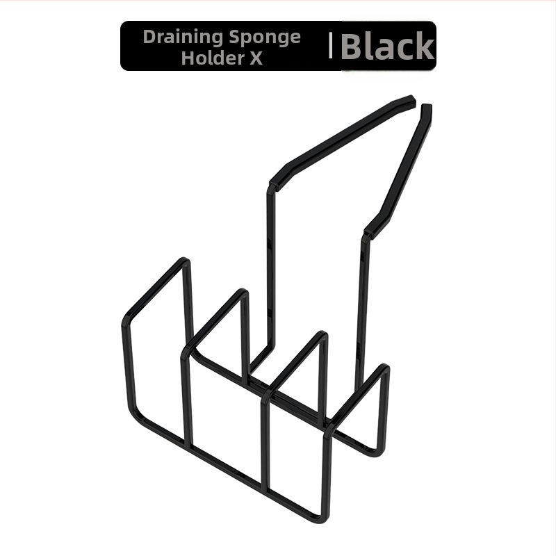 Organizér kuchynskej drezy s držiakom na špongiu a handru na riad, multifunkčný odkvapkávací regál, z kovu železa a silikónu
