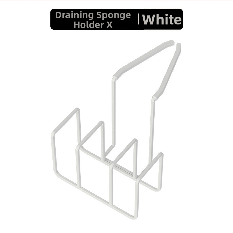 Organizér kuchynskej drezy s držiakom na špongiu a handru na riad, multifunkčný odkvapkávací regál, z kovu železa a silikónu