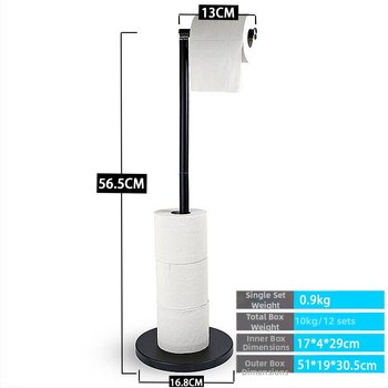 BBL držiak toaletného papiera z nehrdzavejúcej ocele, podlahový s vertikálnou tyčou, montáž bez vŕtania, moderný minimalistický štýl