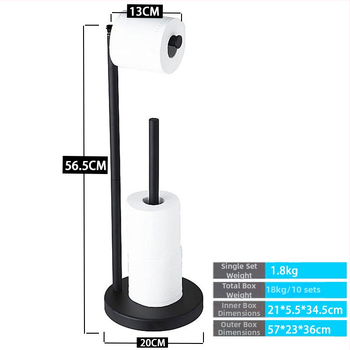 BBL držiak toaletného papiera z nehrdzavejúcej ocele, podlahový s vertikálnou tyčou, montáž bez vŕtania, moderný minimalistický štýl
