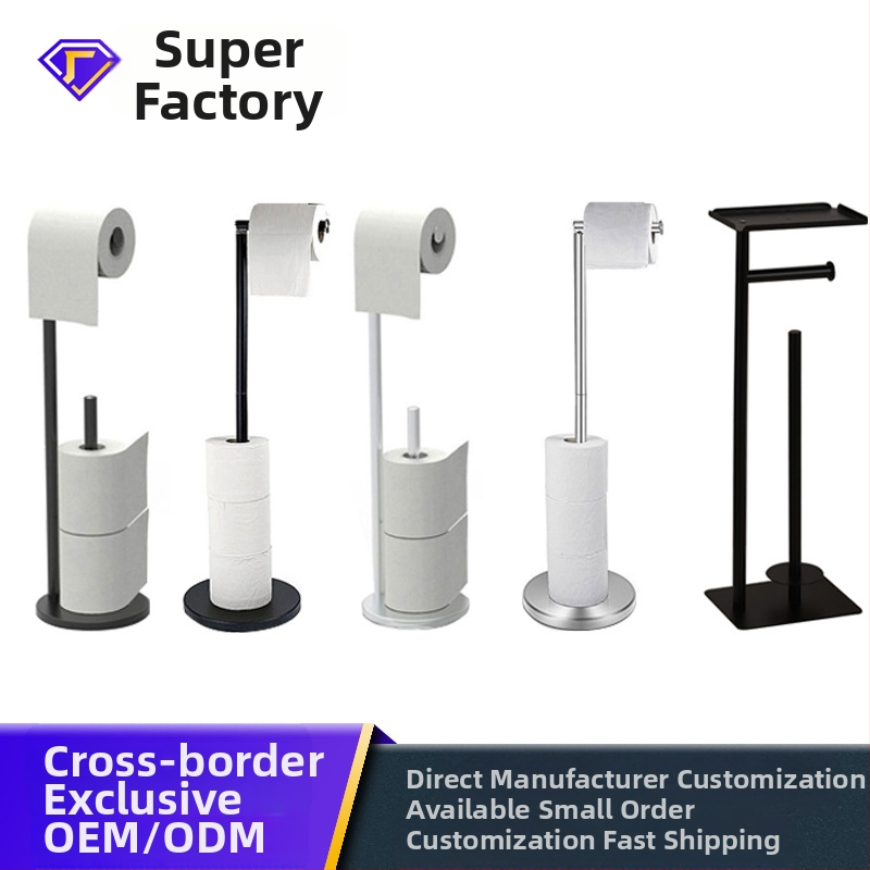BBL držiak toaletného papiera z nehrdzavejúcej ocele, podlahový s vertikálnou tyčou, montáž bez vŕtania, moderný minimalistický štýl
