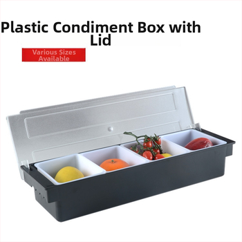 Barová krabička na koreniny s viečkom – viacoddielová krabička na ovocie a koreniny pre čajovny s mliekom (3–6 oddielov), materiál PC