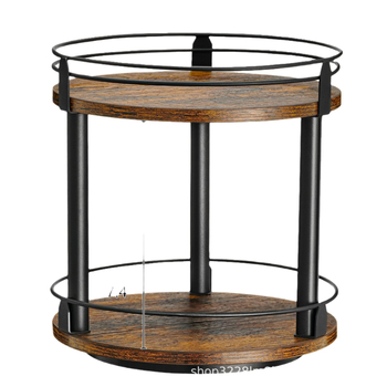 Dvostruki okretni drveni stalak za začine i stakene posude u kuhinji