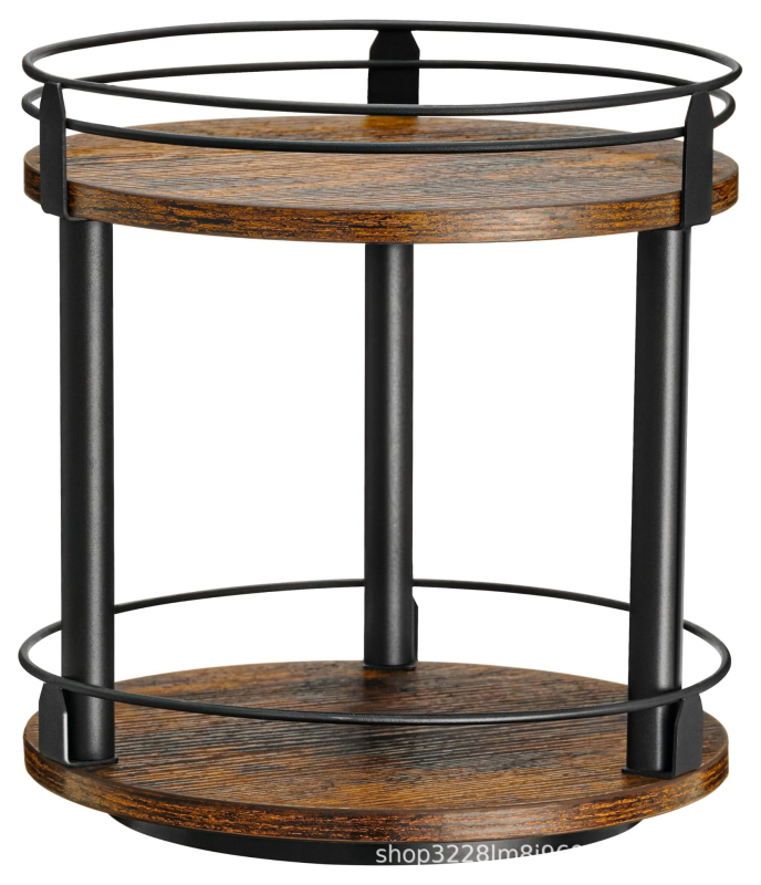 Dvostruki okretni drveni stalak za začine i stakene posude u kuhinji