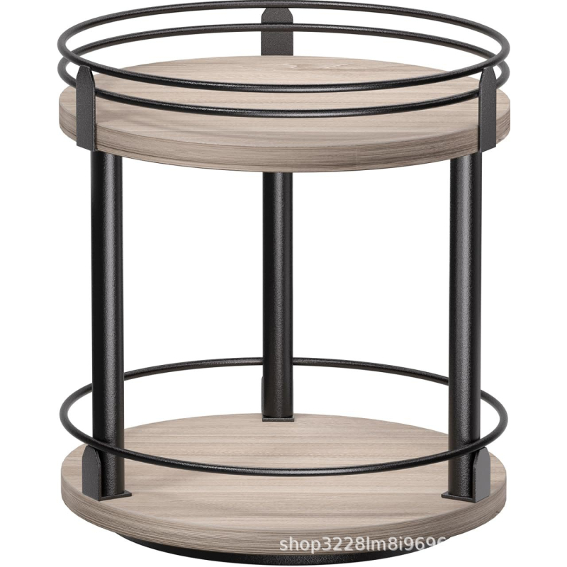 Dvostruki okretni drveni stalak za začine i stakene posude u kuhinji