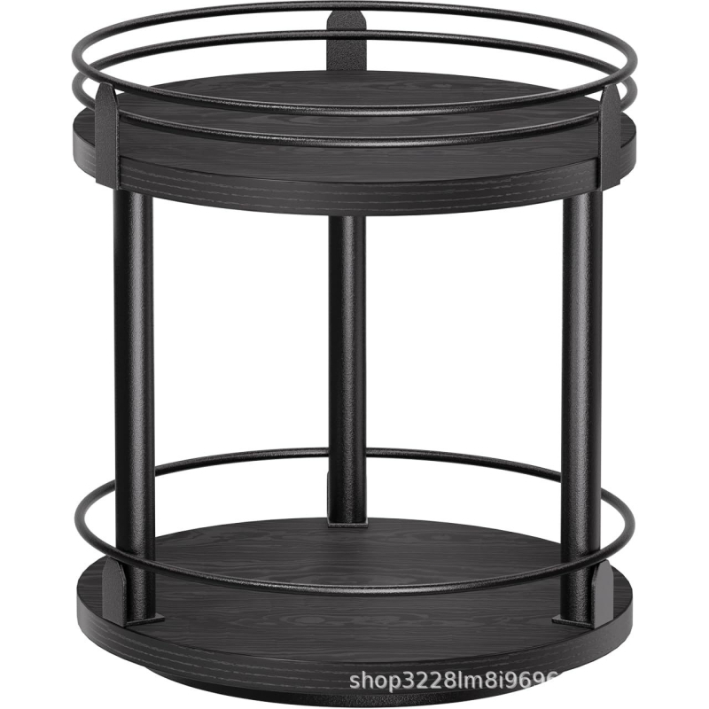 Dvostruki okretni drveni stalak za začine i stakene posude u kuhinji