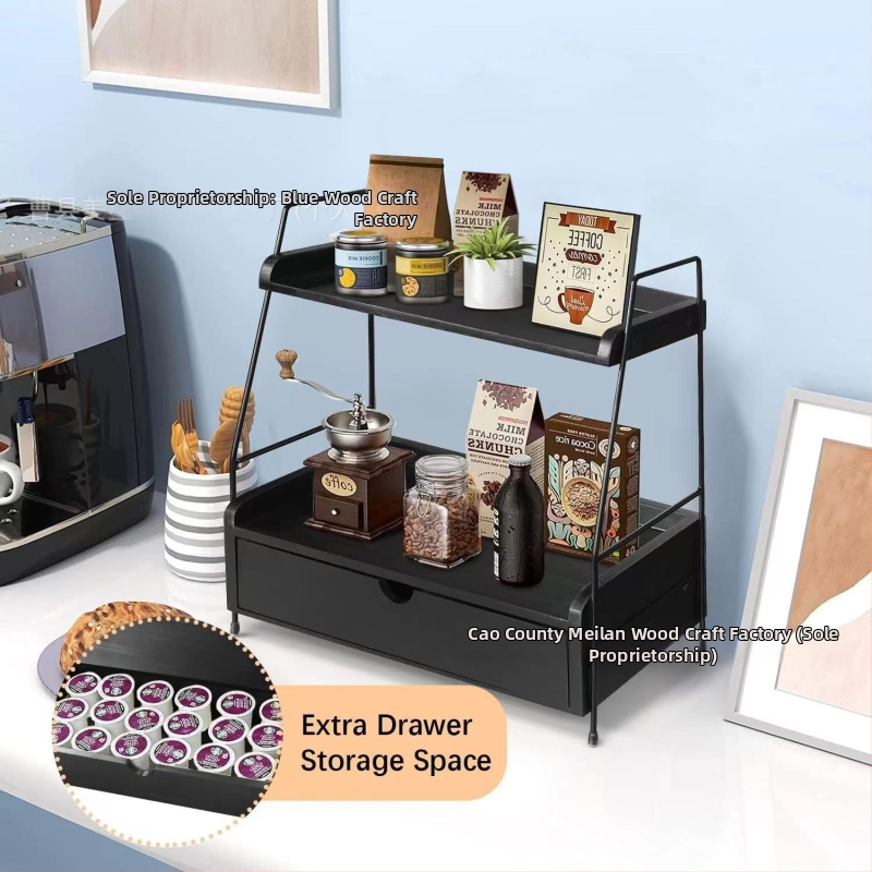 Drveni dvodijelni stolni organizator s ladicom za kupaonicu i kozmetiku