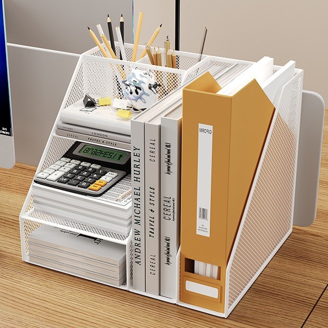 Kovový regál na súbory, 3-úrovňový organizér, model Z2301, kapacita dve stĺpce, rozostup 8 cm