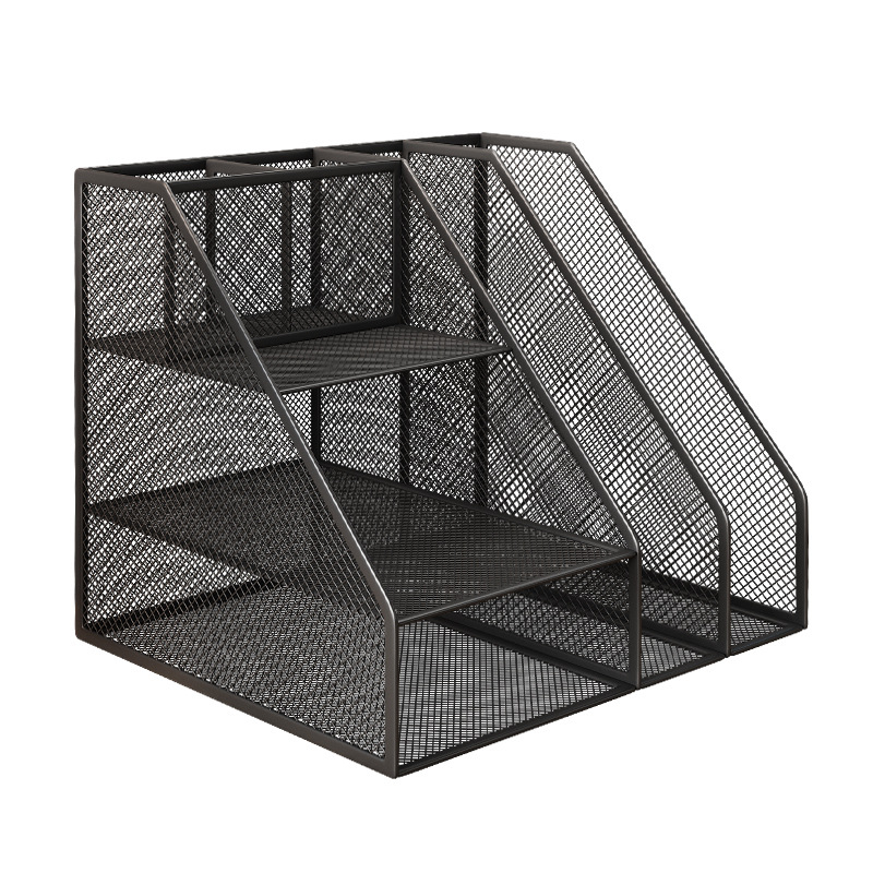 Kovový regál na súbory, 3-úrovňový organizér, model Z2301, kapacita dve stĺpce, rozostup 8 cm