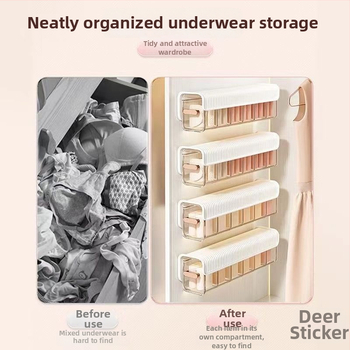 Nástenná priehľadná skrinka na skladovanie so zásuvkou, držiakom káblov a organizérom na ponožky, z plastu