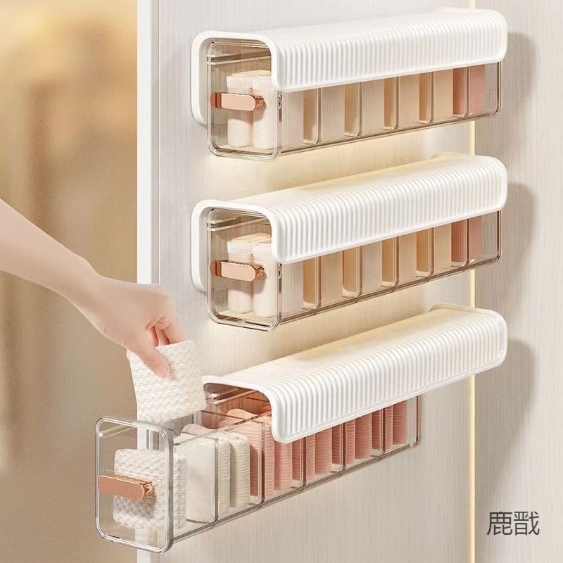 Nástenná priehľadná skrinka na skladovanie so zásuvkou, držiakom káblov a organizérom na ponožky, z plastu