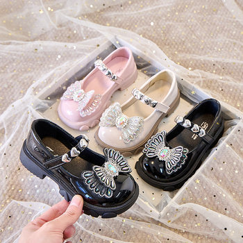 Pantofi din piele pentru fetițe, Velcro închidere, PU suprafață, talpă din cauciuc, model color block