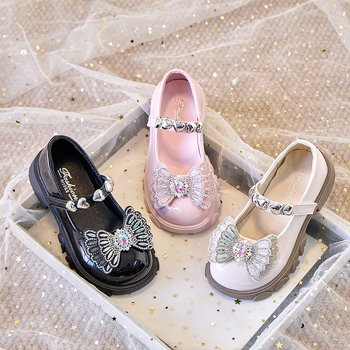 Pantofi din piele pentru fetițe, Velcro închidere, PU suprafață, talpă din cauciuc, model color block