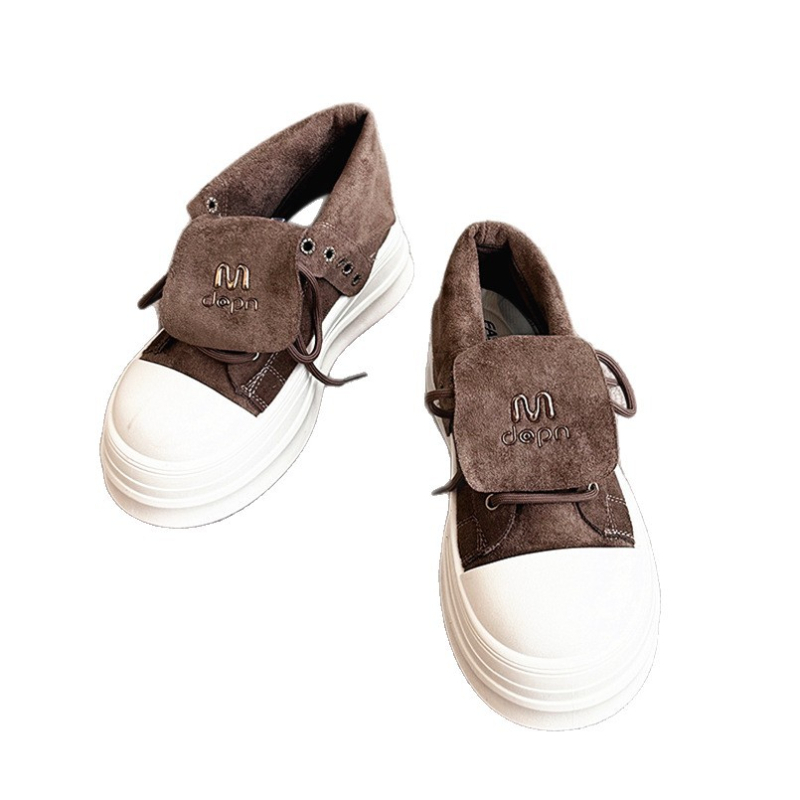 Ženske platform loaferice od semiša, okrugla nosnica, s vezanjem, casual stil, srednja visina potpetice 3–5 cm