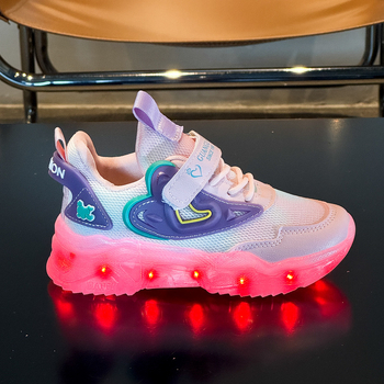 LED svjetleće tenisice s USB punjenjem, unisex za djecu i tinejdžere, gornji dio PU+mreža