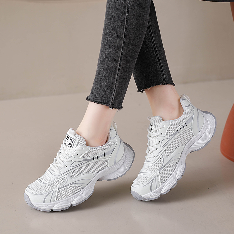 Ženske tenisice s debelim potplatom, mrežasti prozračni gornji dio, prednje vezanje, PU gornji dio, gumena potplat