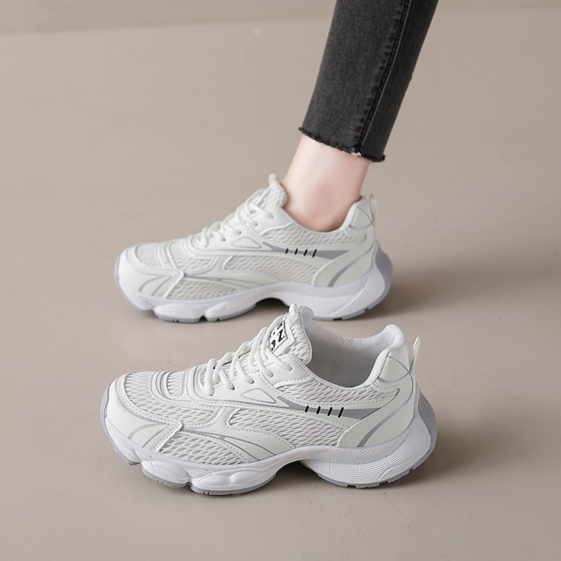 Ženske tenisice s debelim potplatom, mrežasti prozračni gornji dio, prednje vezanje, PU gornji dio, gumena potplat