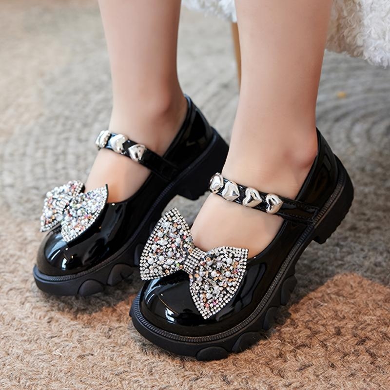 Mergaitėms Mary Jane bateliai su spindinčia kaspidele - viršus iš aukštos kokybės odos, atvira pirštų dalis, japonų stilius, žemas kulnas