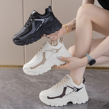 Női mindennapi cipő — PU felsőrész, hálós bélés, 3–5 cm sarokmagasság, platform talp, középmagas fazon