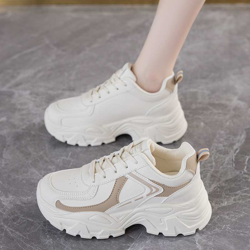 Női mindennapi cipő — PU felsőrész, hálós bélés, 3–5 cm sarokmagasság, platform talp, középmagas fazon