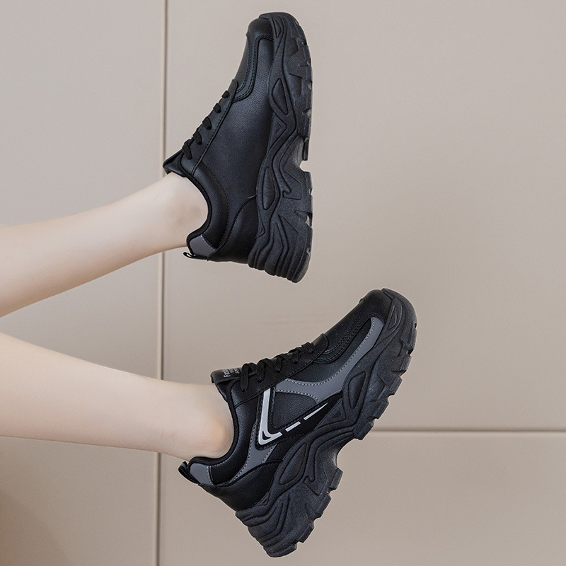 Női mindennapi cipő — PU felsőrész, hálós bélés, 3–5 cm sarokmagasság, platform talp, középmagas fazon