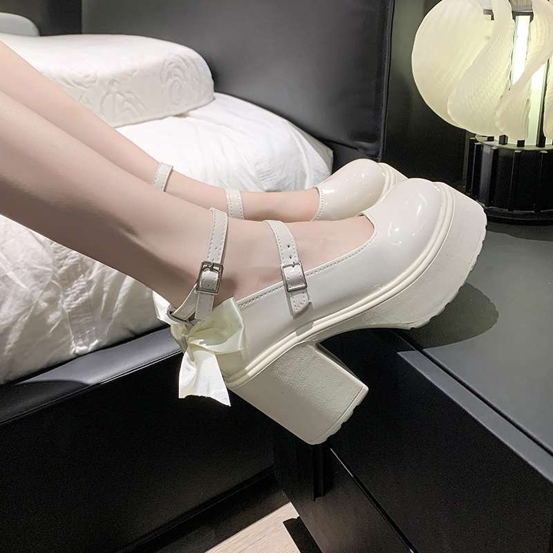 Mary Jane vjenčane cipele za mladenku, retro stil, visoke potpetice iznad 8 cm, PU gornji dio, gumeni potplat, kopča s jednim remenom