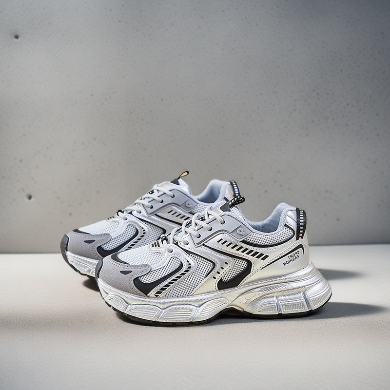 Dámske bežecké topánky s výškou, PU vrchný materiál, EVA medzipodrážka, priedušná sieťovina, šnúrky, nízky strih