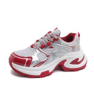 Női mindennapi cipő dad shoes stílusban, hálós felsőrész, kerek orr, fűzőzár, platformtalp, magasság-növelő
