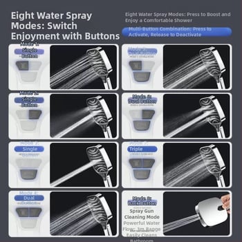 Sada sprchovej hlavy – Sprej, Masáž a Dážď; Materiál ABS; Štvorec tvar; Samoinštalácia