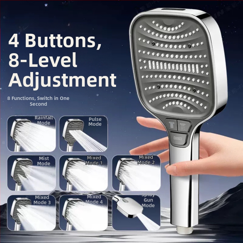 Sada sprchovej hlavy – Sprej, Masáž a Dážď; Materiál ABS; Štvorec tvar; Samoinštalácia