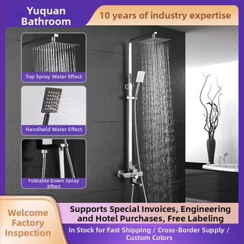 Nerezová oceľová sprchová súprava s nástenným montážou, dažďová hlavica a ručný sprchový, štvorcový tvar