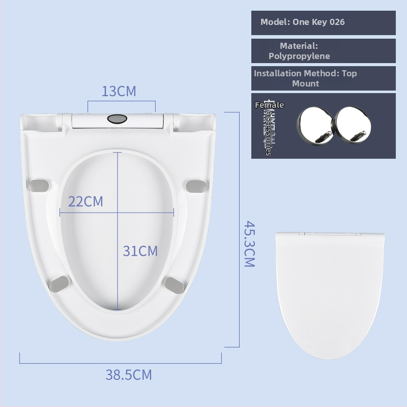 WC veko s V-tvarou, demontáž jedným stlačením, tiché zatváranie, PP materiál, nastaviteľný rozstup montážnych otvorov 11–21 mm