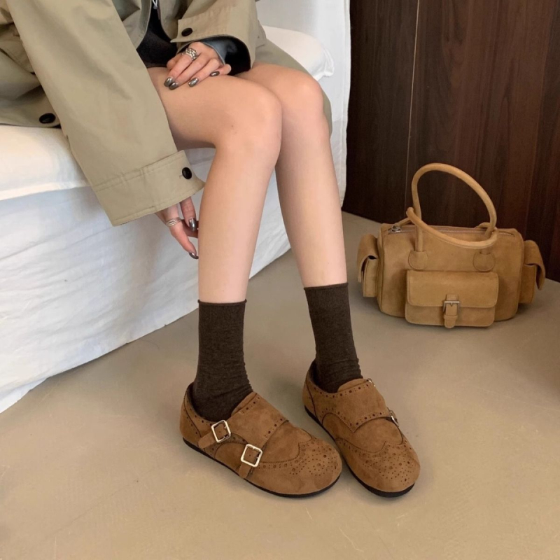 Pantofi loafer retro pentru femei, cu căptușeală caldă, partea superioară PU, talpă din cauciuc, slip-on