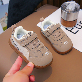 Školske tenisice za djecu, prozračan sintetički kožni gornji dio, gumeni potplat, Velcro zatvarač, color-block uzorak, jesen 2025 (uzrast 4–6 godina, unisex)