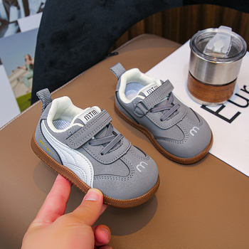 Školske tenisice za djecu, prozračan sintetički kožni gornji dio, gumeni potplat, Velcro zatvarač, color-block uzorak, jesen 2025 (uzrast 4–6 godina, unisex)