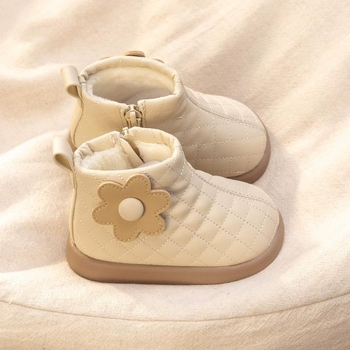 Väikelaste tüdrukute nahast saapad - talve soojus, printsessi stiil, PU ülemine, külje tõmblukk