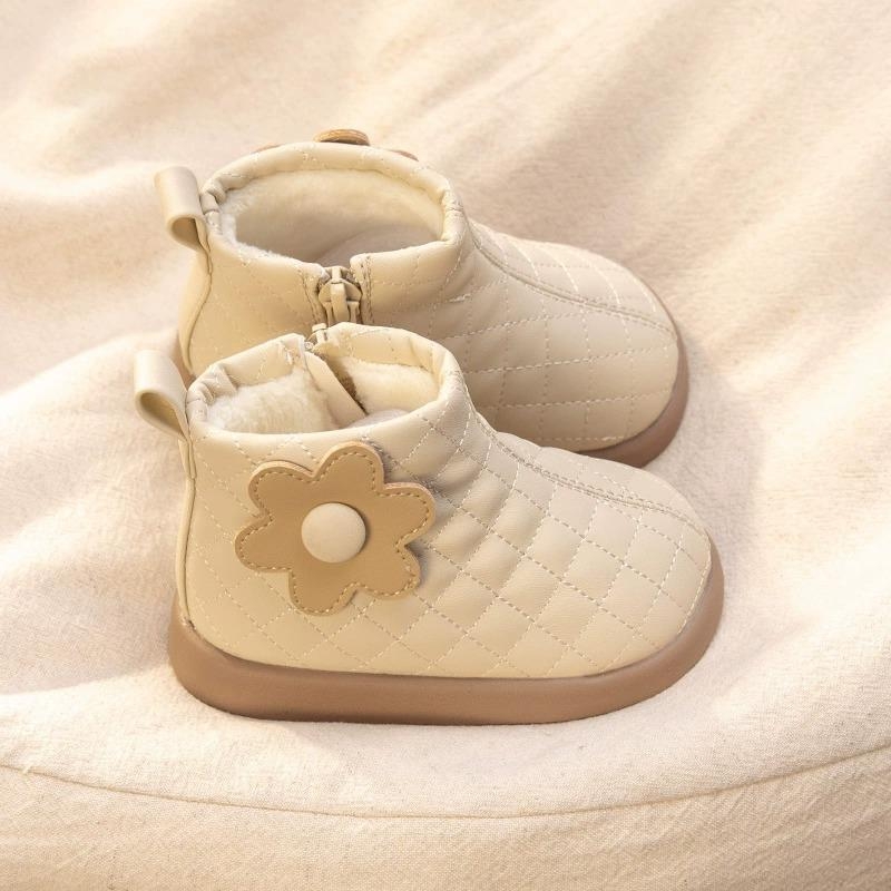 Väikelaste tüdrukute nahast saapad - talve soojus, printsessi stiil, PU ülemine, külje tõmblukk