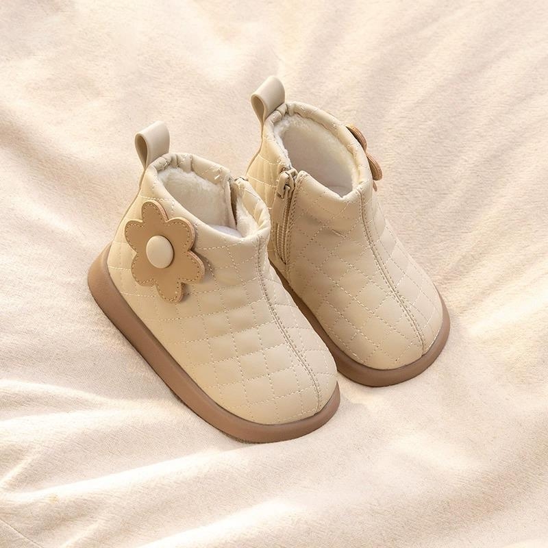 Väikelaste tüdrukute nahast saapad - talve soojus, printsessi stiil, PU ülemine, külje tõmblukk