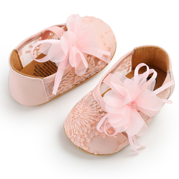 Baba járó cipő csipkés virág mintával, pamut felsőrész, csúszásmentes TPR talppal, 12–36 hónapos korra