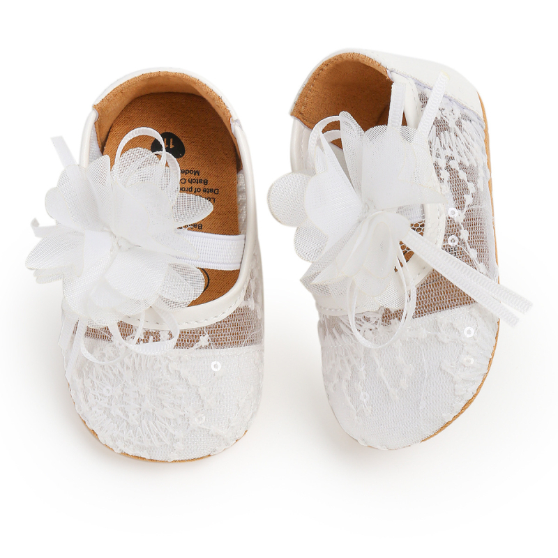 Baba járó cipő csipkés virág mintával, pamut felsőrész, csúszásmentes TPR talppal, 12–36 hónapos korra