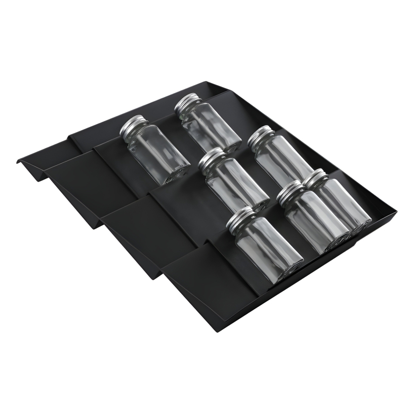 Stolný horizontálny stojan na koreniny, nastaviteľné rebríkové zásuvky, skladací (PP materiál, skladací, bez vŕtania, 2024)