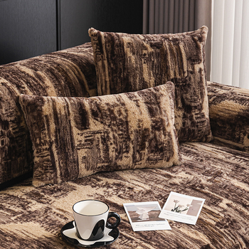 Podmetač za kauč od velura s krznenom zeca, skandinavski stil, geometrijski uzorak, za modularne sofe