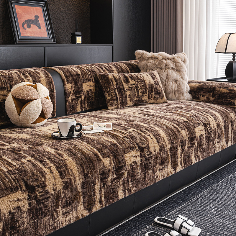 Podmetač za kauč od velura s krznenom zeca, skandinavski stil, geometrijski uzorak, za modularne sofe
